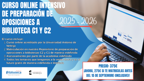 CURSO ONLINE INTENSIVO DE PREPARACIÓN DE OPOSICIONES DE BIBLIOTECA C1 Y C2 Curso oposiciones auxiliar de biblioteca